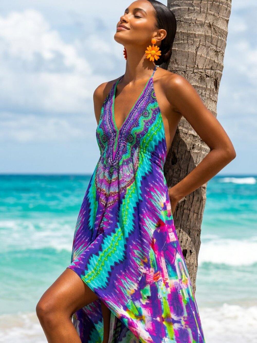 Shahida Parides Embellished Halter Maxi Dress Size M